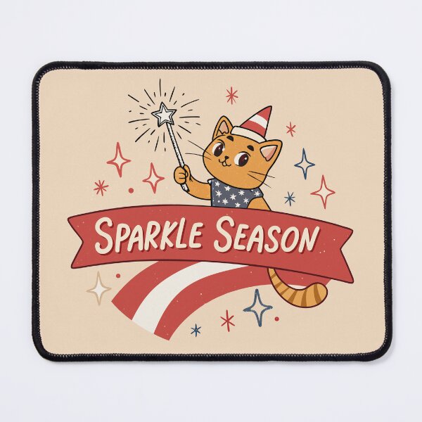 Item preview, Vintage Sparkle Season Cute Patriotic Orange Cat holding Wand Firework Retro Circular Badge Art designed and sold by Ahmed-khafagy.