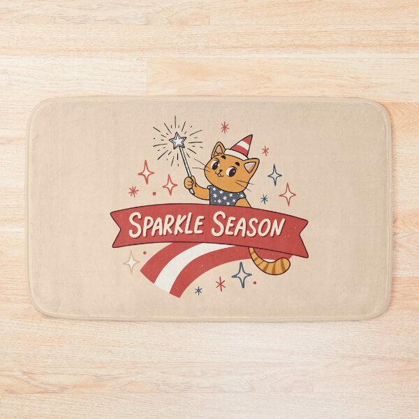 Item preview, Vintage Sparkle Season Cute Patriotic Orange Cat holding Wand Firework Retro Circular Badge Art designed and sold by Ahmed-khafagy.