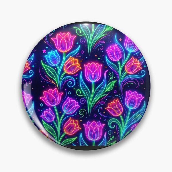 Item preview, Neon Psychedelic Tulip Seamless Floral Pattern designed and sold by ExploreAura Studio.