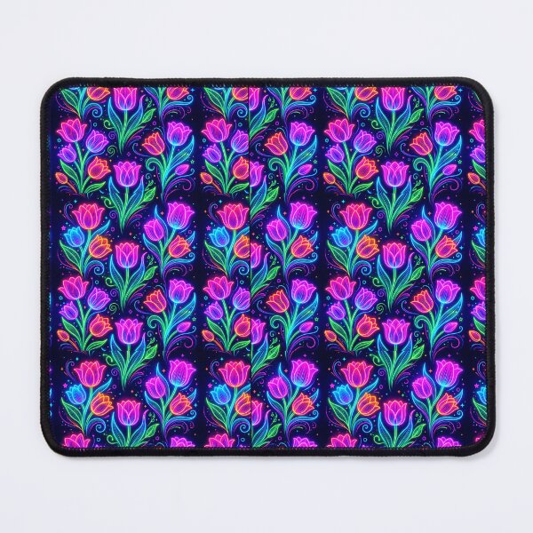 Item preview, Neon Psychedelic Tulip Seamless Floral Pattern designed and sold by ExploreAura Studio.