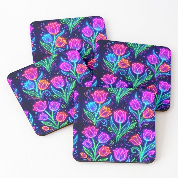 Item preview, Neon Psychedelic Tulip Seamless Floral Pattern designed and sold by ExploreAura Studio.