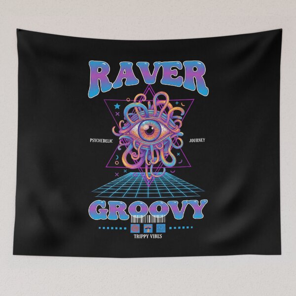 Item preview, Raver Groovy Journey Trippy Vibes Rave Hippie designed and sold by LuminOrb.