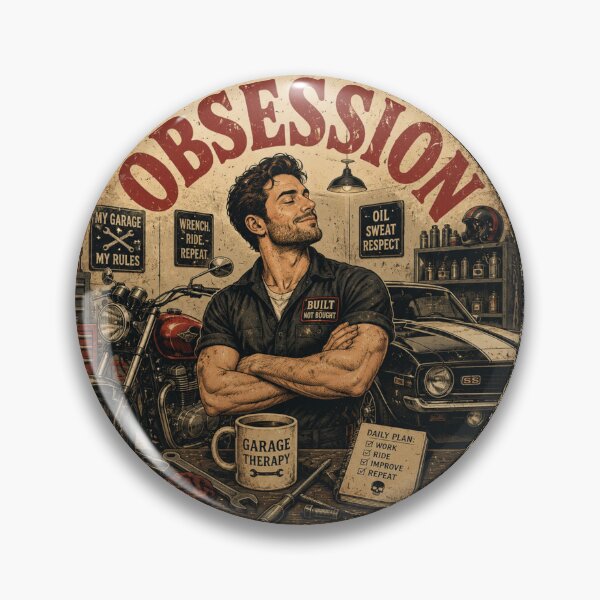 Item preview, obsession garage – sticker & shirt designed and sold by DEMONIZATOR.
