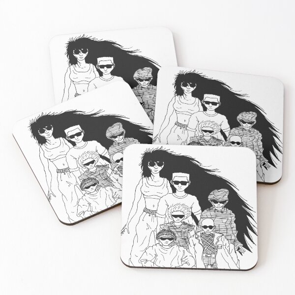Item preview, Urban Gang in Sunglasses – Black and White Line Drawing – Anonymous Streetwear Manga Art designed and sold by Keltoi-art.