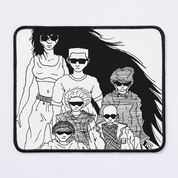 Item preview, Urban Gang in Sunglasses – Black and White Line Drawing – Anonymous Streetwear Manga Art designed and sold by Keltoi-art.