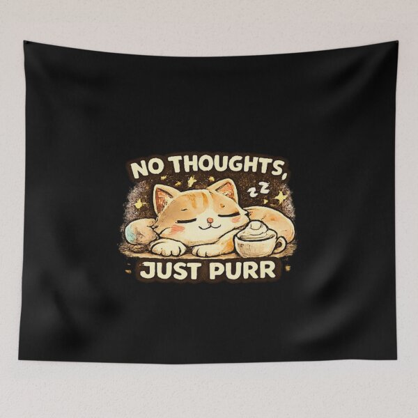 Item preview, No Thoughts Just Purr Funny Cute Sleepy Cat designed and sold by Hobby-up.