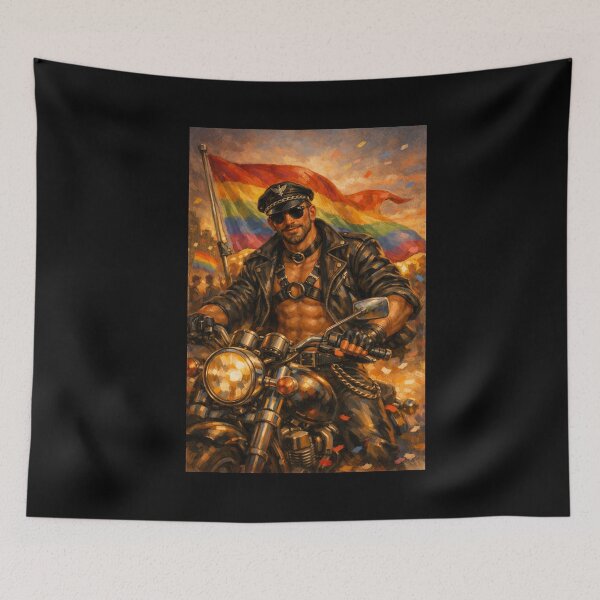 Item preview, Gay Leather Daddy Pride Flag Biker Leder Pride Graphic Design designed and sold by ItsAKinkThing.