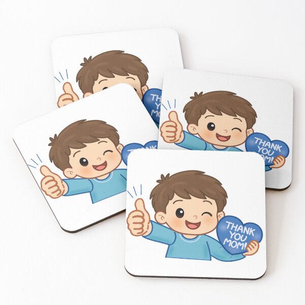 Item preview, ⁠Cute Boy Holding Thank You Mom Blue Heart Box Character Illustration⁠ designed and sold by Teenidesign .
