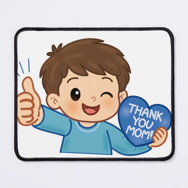 Item preview, ⁠Cute Boy Holding Thank You Mom Blue Heart Box Character Illustration⁠ designed and sold by Teenidesign .