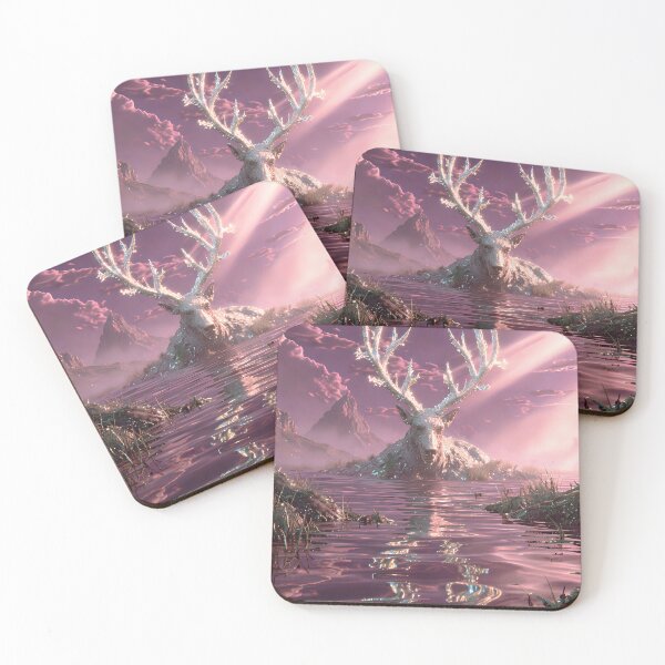 Item preview, Magical Antlers: The Mystical Stag at the Mirror Lake of Twilight designed and sold by VoidVeilStudio.