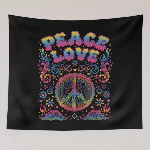 Item preview, Hippie Music Trippy Peace Sign Rave PEACE LOVE designed and sold by LuminOrb.