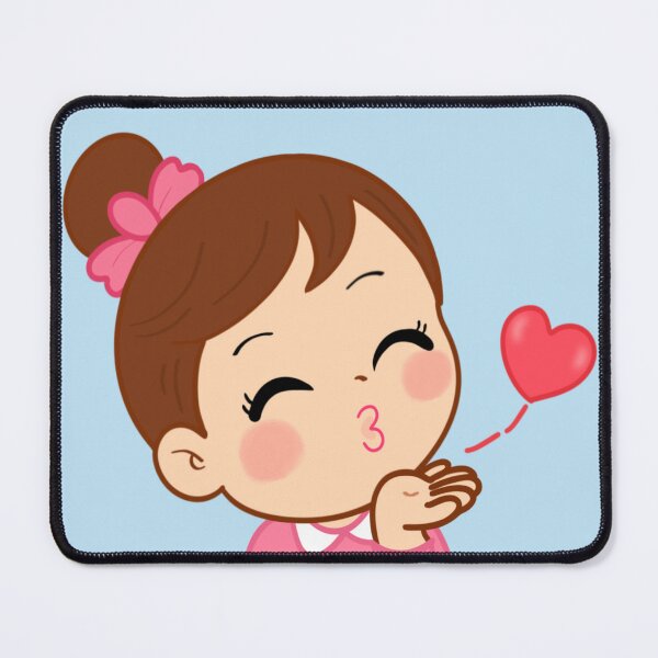 Item preview, Cute Girl Blowing Flying Pink Hearts Kiss Character Art Illustration designed and sold by Teenidesign .