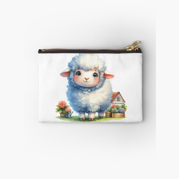 Item preview, Cute Fluffy Baby Lamb Garden Scene Watercolor Illustration designed and sold by LunaPixelStudio.