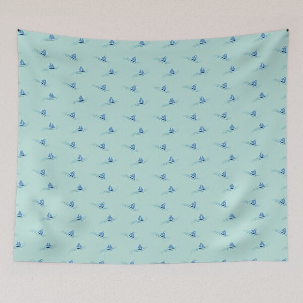 Item preview, Minimalist nautical pattern with boats in waves designed and sold by AlicinaM.