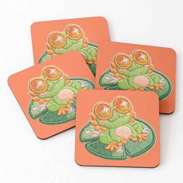Item preview, Sleepy Frog With Sunglasses Patch designed and sold by MegaNovaArt.