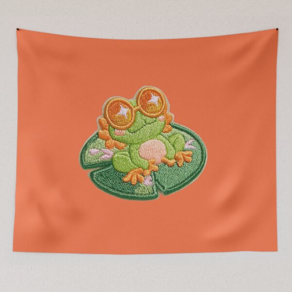 Item preview, Sleepy Frog With Sunglasses Patch designed and sold by MegaNovaArt.