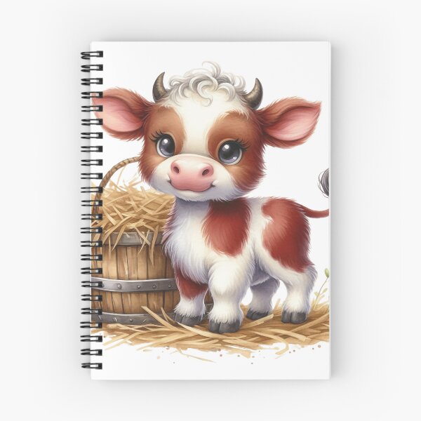 Item preview, Cute Baby Calf with Hay Bucket Whimsical Illustration designed and sold by LunaPixelStudio.