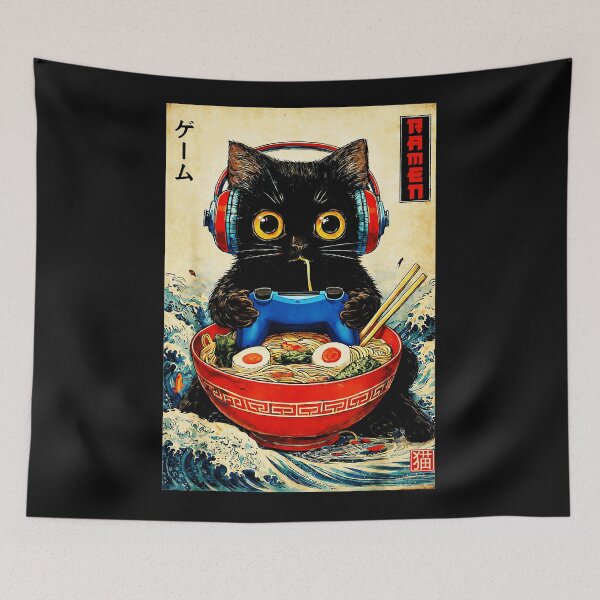Item preview, Game Ramen Cat Gamer Japanese Noodles Hobby designed and sold by LysiTHWIP.