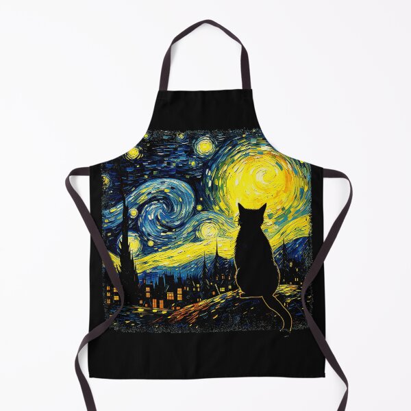 Item preview, Black Cat Starry Night Van Gogh Feline Lover designed and sold by LysiTHWIP.