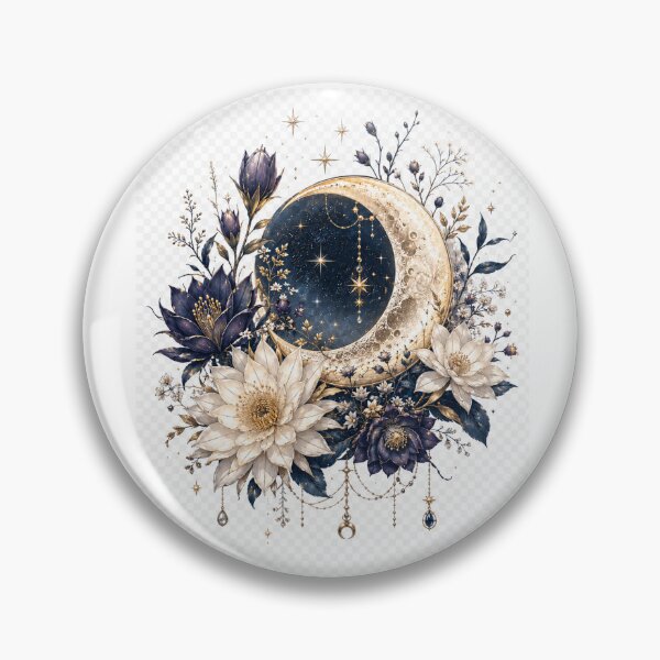 Item preview, A dreamy crescent moon surrounded by blooming night flowers designed and sold by RAJGSUPERMARKET.