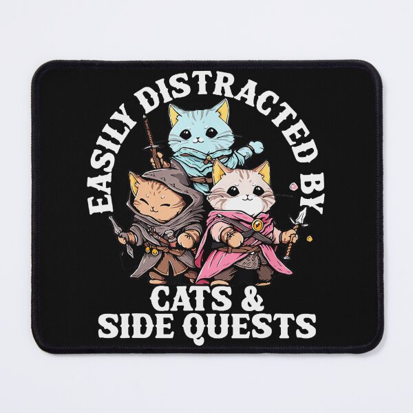 Item preview, Easily Distracted By Cats & Side Quests Rpg Gamer Cat Lover designed and sold by LysiTHWIP.