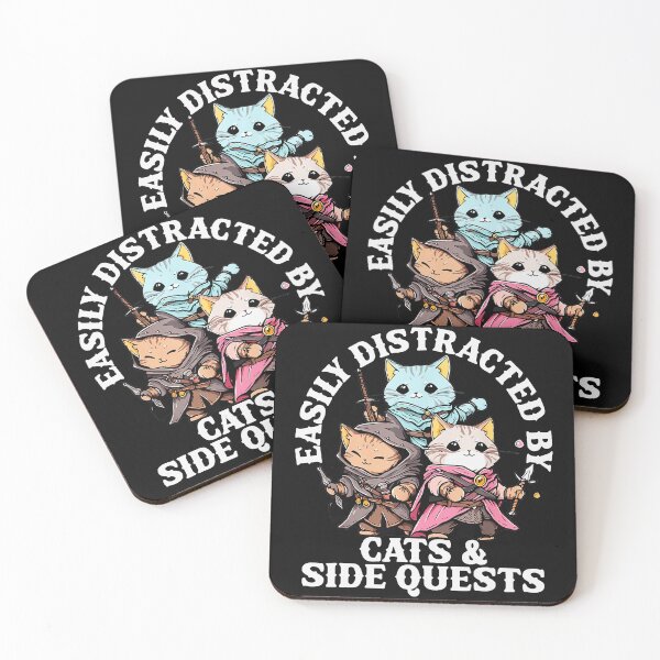 Item preview, Easily Distracted By Cats & Side Quests Rpg Gamer Cat Lover designed and sold by LysiTHWIP.