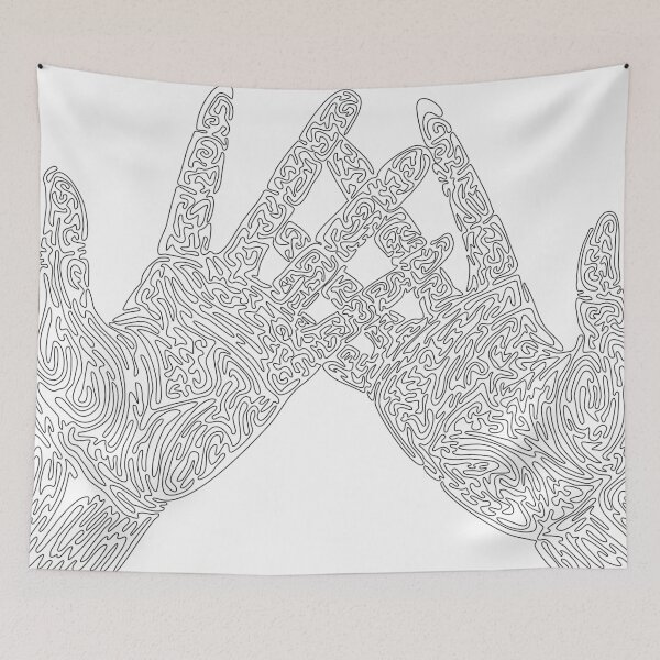 Item preview, Intertwined Hands Spa – Unique Black and White Line Drawing – Sensual Liquid Line Art designed and sold by Keltoi-art.