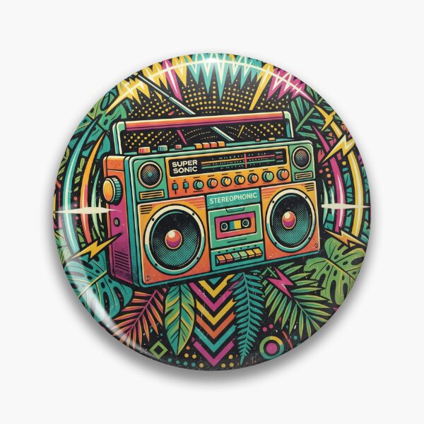 Item preview, Retro boombox with tropical leaves designed and sold by misbahsiro.