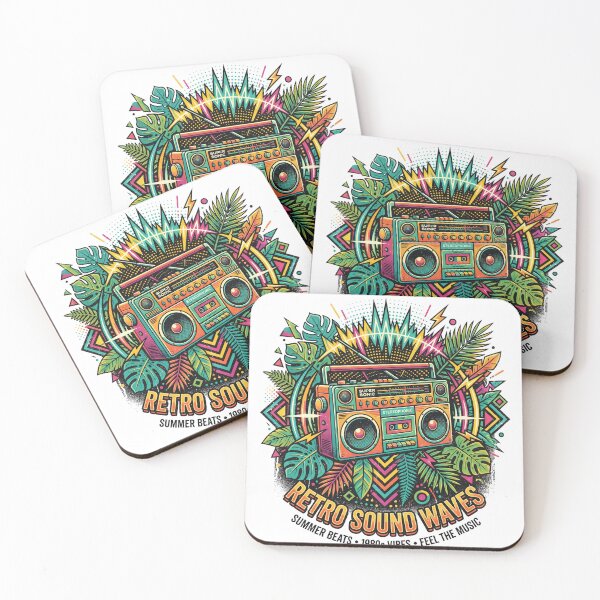 Item preview, Retro boombox with tropical leaves designed and sold by misbahsiro.
