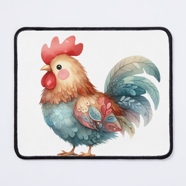 Item preview, Whimsical Floral Rooster Watercolor Illustration designed and sold by LunaPixelStudio.