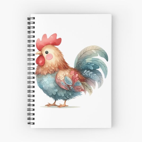 Item preview, Whimsical Floral Rooster Watercolor Illustration designed and sold by LunaPixelStudio.
