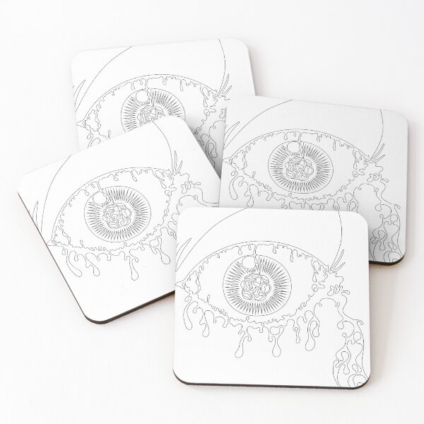 Item preview, Weeping Eye One Line Art – Single Line Drawing Black and White – Liquid Emotion Art designed and sold by Keltoi-art.