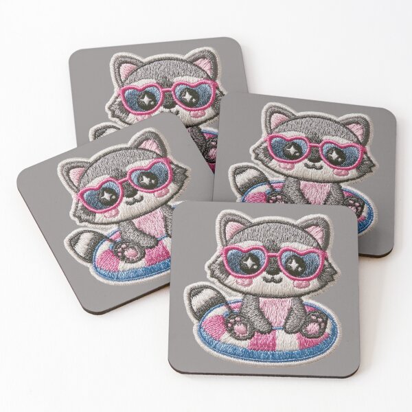 Item preview, Summer Raccoon Pool Float Patch designed and sold by MegaNovaArt.