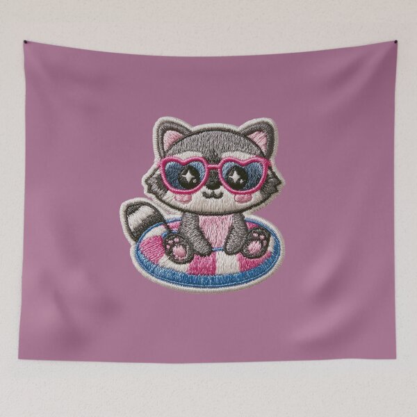 Item preview, Summer Raccoon Pool Float Patch designed and sold by MegaNovaArt.