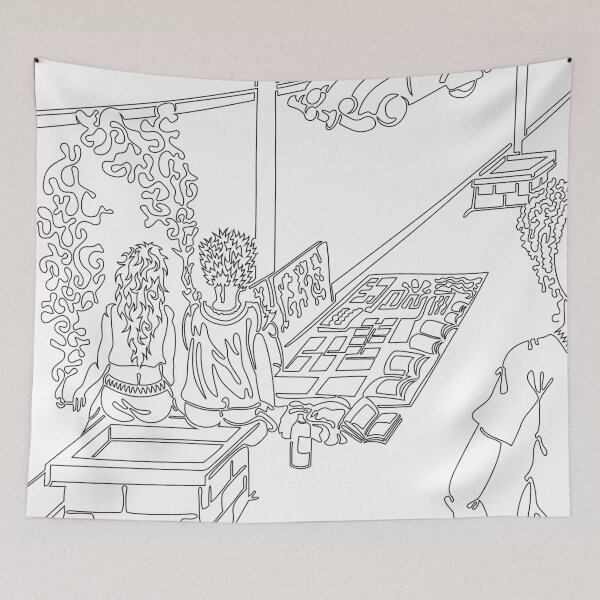 Item preview, Neuquén Terrace, Couple from Behind – Single Line Drawing, Black and White – Argentine Urban Art designed and sold by Keltoi-art.