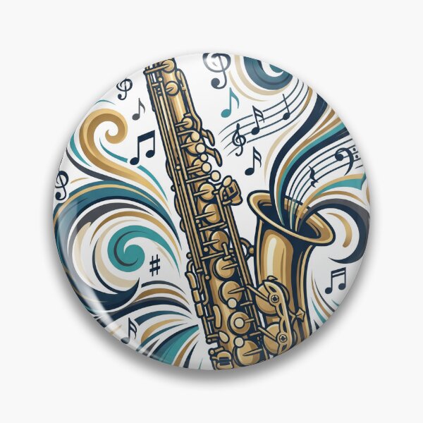 Item preview, Elegant saxophone with flowing jazz-inspired swirls and musical notes designed and sold by misbahsiro.