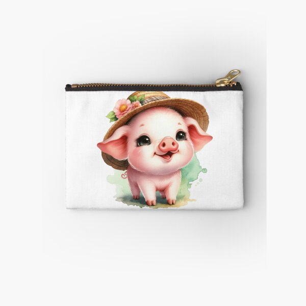 Item preview, Cute Baby Piglet in Straw Hat Whimsical Illustration designed and sold by LunaPixelStudio.