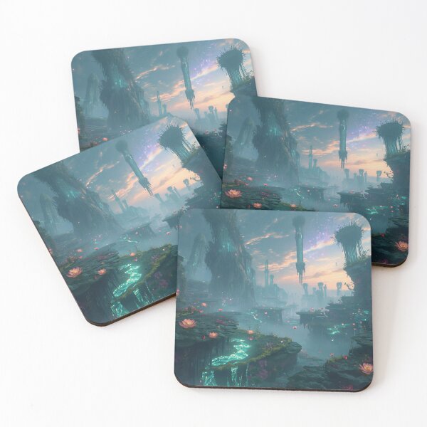 Item preview, Moonlit Sanctuary Waterfall Fantasy Landscape designed and sold by Luminous Wilds.