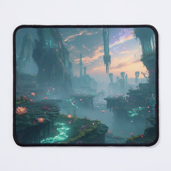 Item preview, Moonlit Sanctuary Waterfall Fantasy Landscape designed and sold by Luminous Wilds.