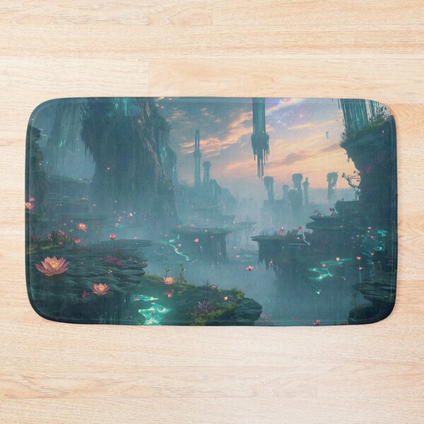 Item preview, Moonlit Sanctuary Waterfall Fantasy Landscape designed and sold by Luminous Wilds.