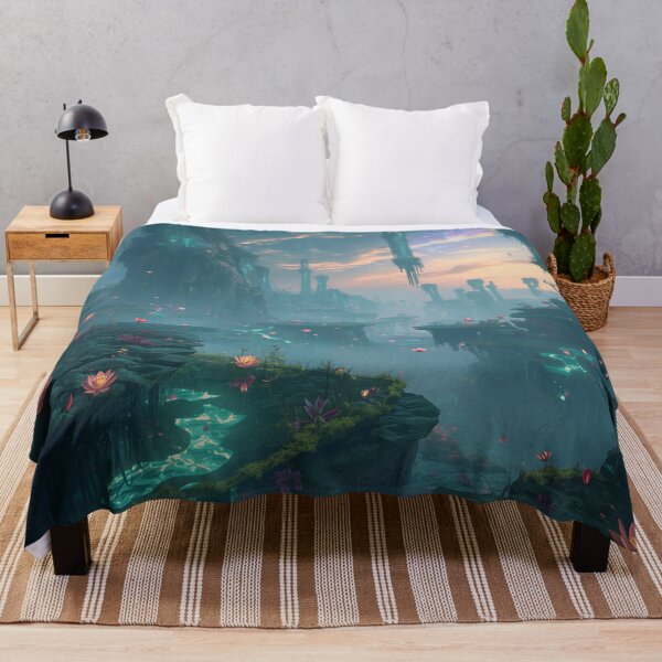 Item preview, Moonlit Sanctuary Waterfall Fantasy Landscape designed and sold by Luminous Wilds.