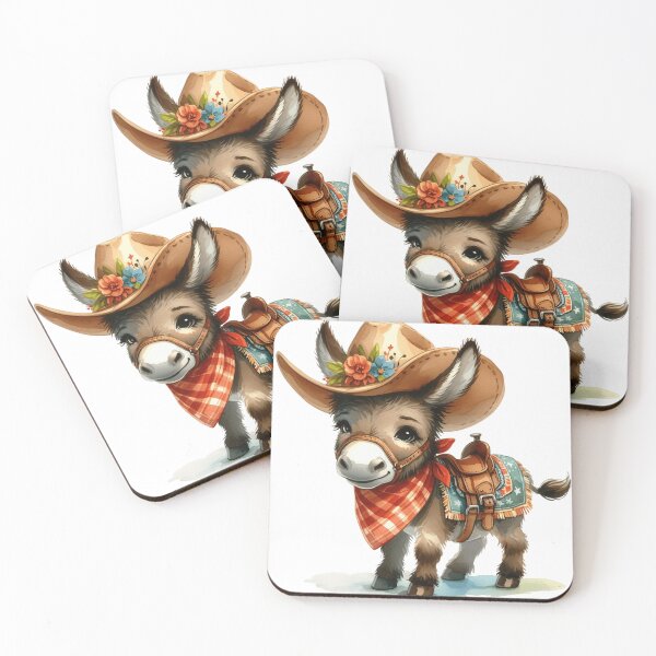 Item preview, Cute Cowboy Donkey Whimsical Western Illustration designed and sold by LunaPixelStudio.