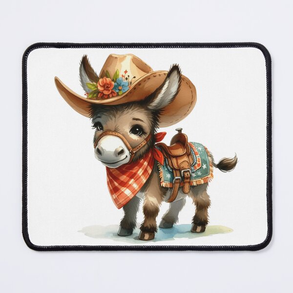Item preview, Cute Cowboy Donkey Whimsical Western Illustration designed and sold by LunaPixelStudio.