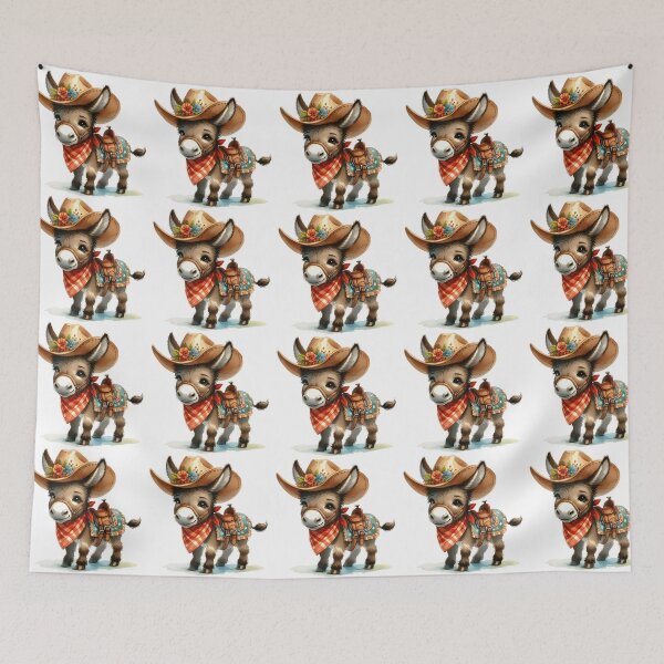 Item preview, Cute Cowboy Donkey Whimsical Western Illustration designed and sold by LunaPixelStudio.