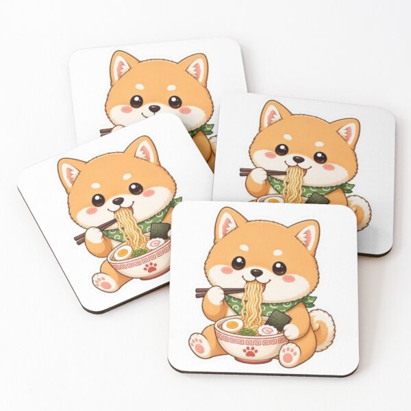 Item preview, Cute Kawaii Shiba Inu Eating Ramen - Adorable Japanese Anime Dog Sticker designed and sold by Saeed  Ahmad.