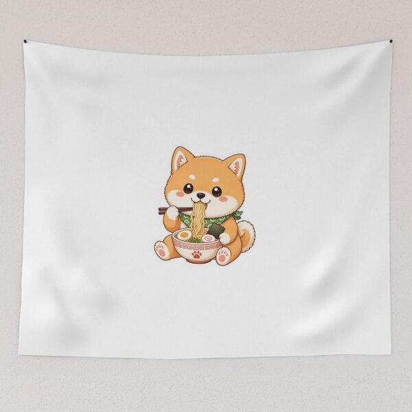 Item preview, Cute Kawaii Shiba Inu Eating Ramen - Adorable Japanese Anime Dog Sticker designed and sold by Saeed  Ahmad.