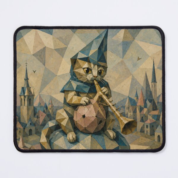 Item preview, Cubist Cat of the Crystal Horn designed and sold by ThingsCatsDo.