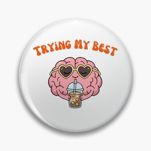 Item preview, Retro Trying My Best Iced Coffee Brain Cartoon Funny Self-Care designed and sold by Snowy Studio Designs.