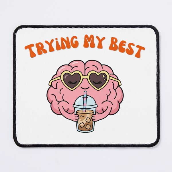 Item preview, Retro Trying My Best Iced Coffee Brain Cartoon Funny Self-Care designed and sold by Snowy Studio Designs.