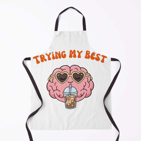 Item preview, Retro Trying My Best Iced Coffee Brain Cartoon Funny Self-Care designed and sold by Snowy Studio Designs.